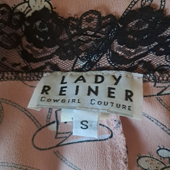 Lady Reiner Cowgirl Couture Pink & Black Equestrian Theme Nightgown Size Small - Picture 6 of 7